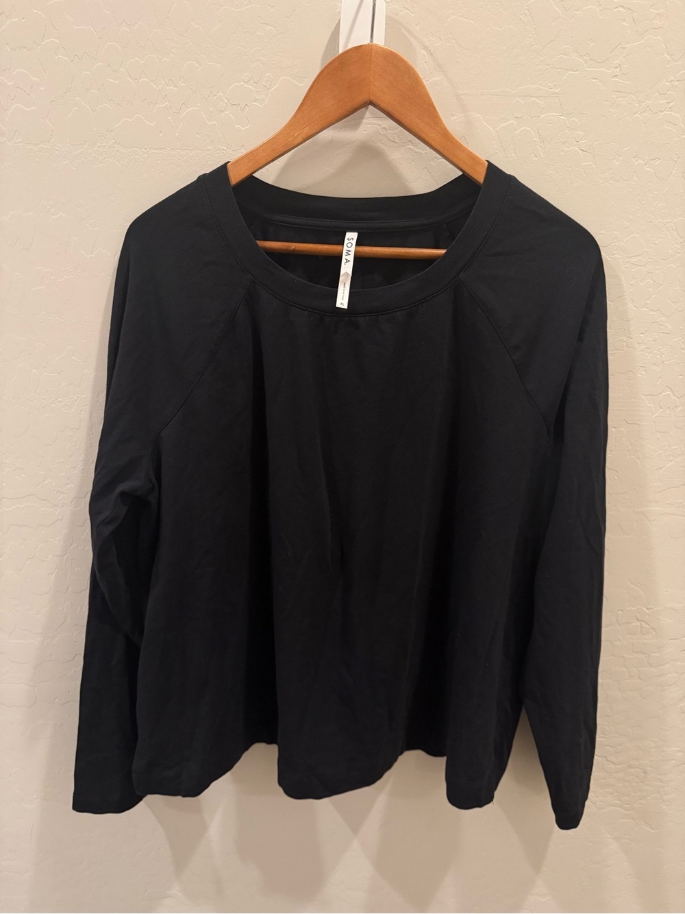 Soma Black Raglan Long Sleeve Lounge Pajama Top XL